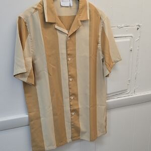 ASOS Men's Cream and Brown Striped Shirt